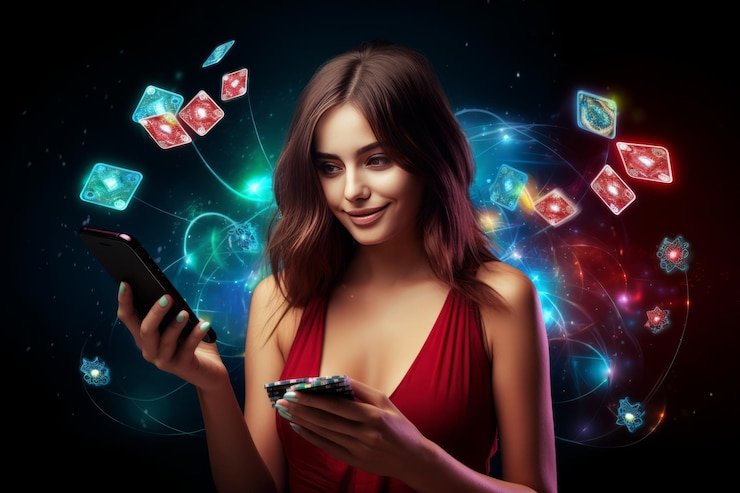 Mobile smartphone displaying slot game interface for on-the-go entertainment